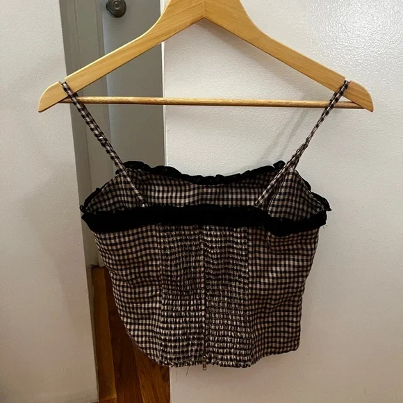 Reformation Skylar Linen Top in Tartine Check - Picture 3 of 4